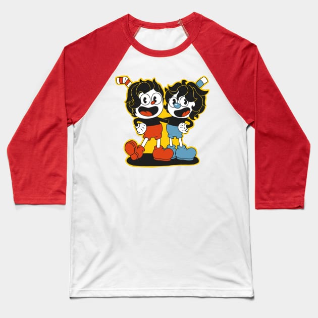 Wolfhard Brothers as Cuphead and Mugman Baseball T-Shirt by Cheerhio